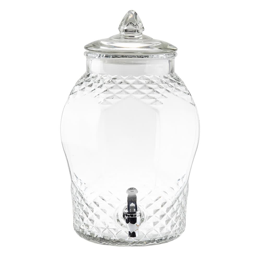 Tablecraft 10699 2 Gallon Round Glass Beverage Dispenser - Clear
