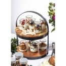 Tablecraft 10719 2 Tier Round Display Stand - 12"D x 16"H, Acacia Wood/Black Metal Frame thumbnail 5