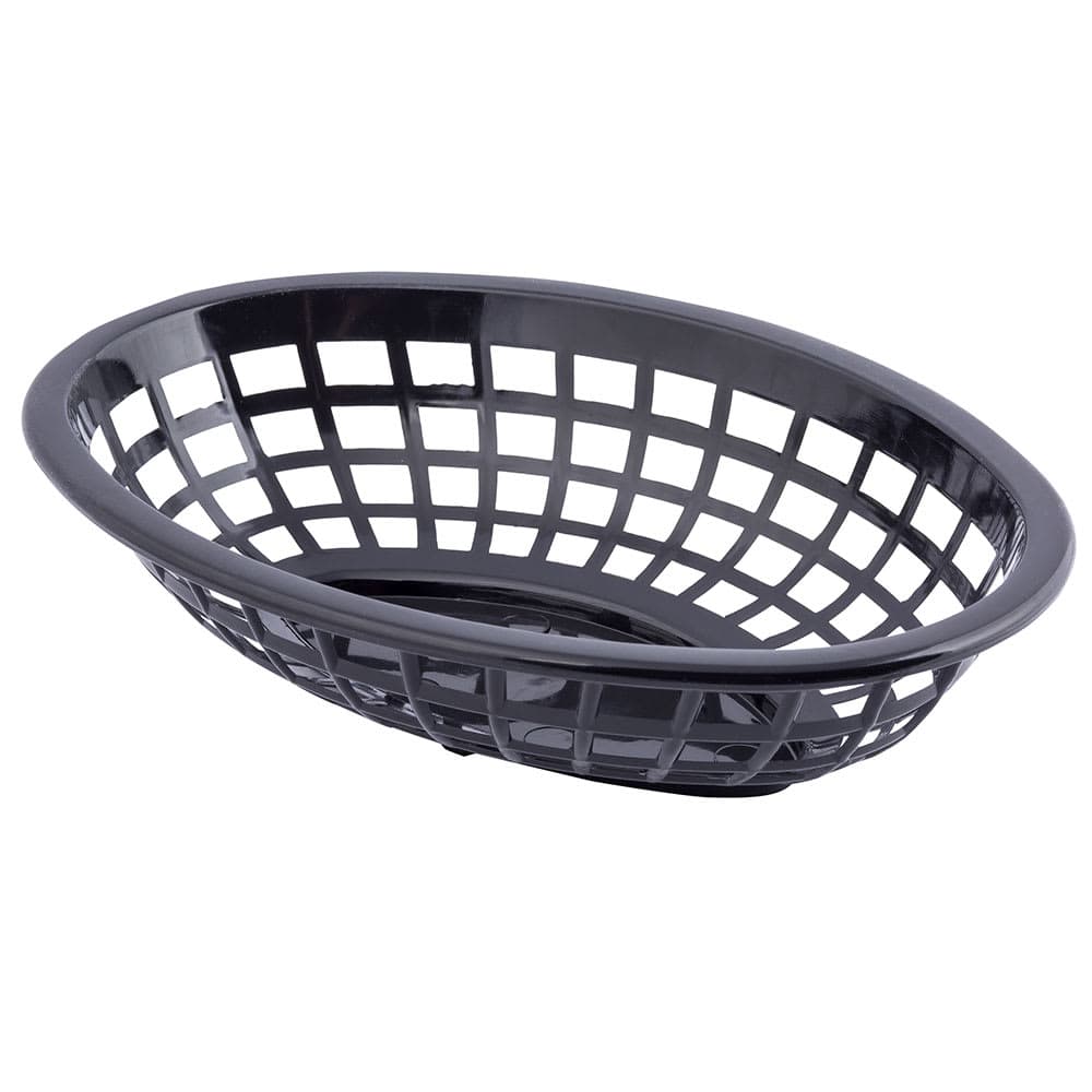 Tablecraft 1071BK Oval Side Order Basket - 8" x 5 1/4" x 2", Polyethylene, Black