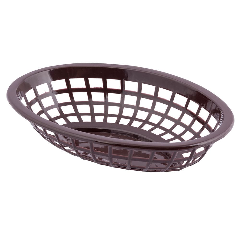 Tablecraft 1071BR Oval Side Order Basket - 8" x 5 1/4" x 2", Polyethylene, Brown