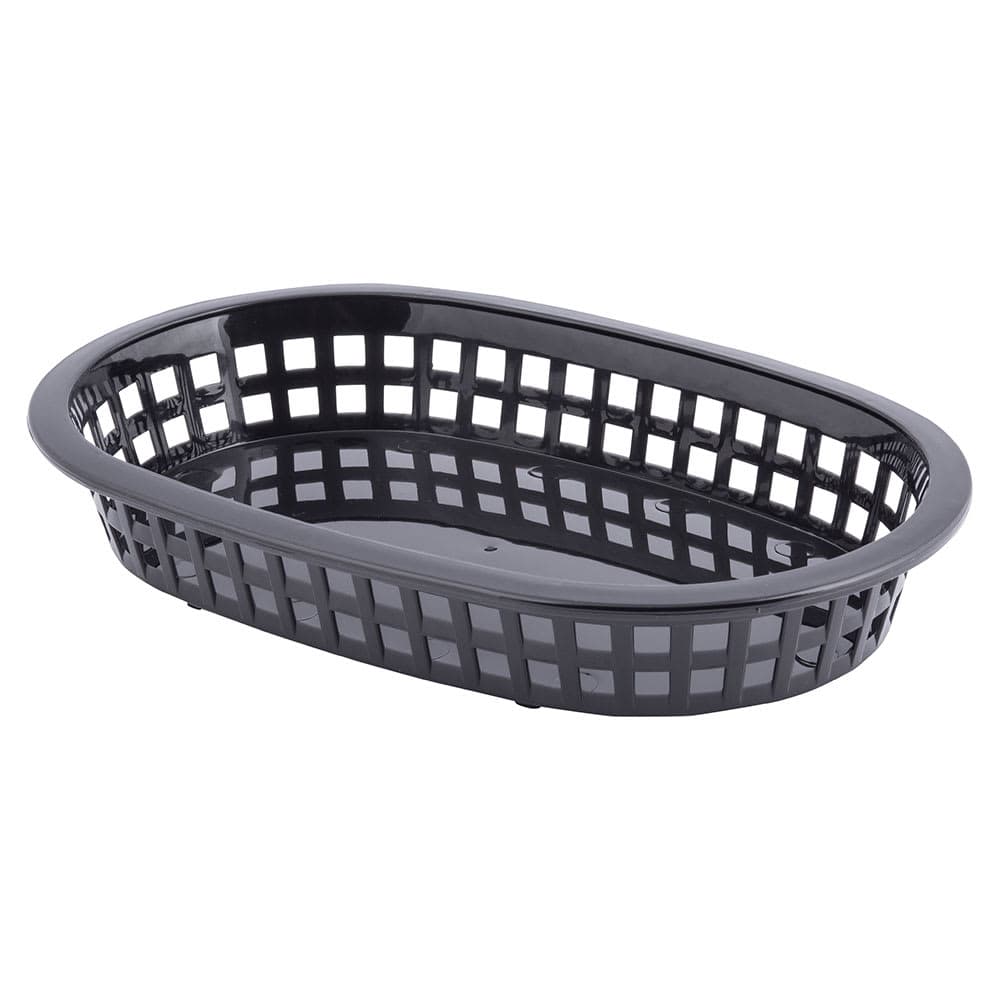 Tablecraft 1073BK Platter Basket - 9 1/4" x 6 " x 1 1/2", Polypropylene, Oval, Black