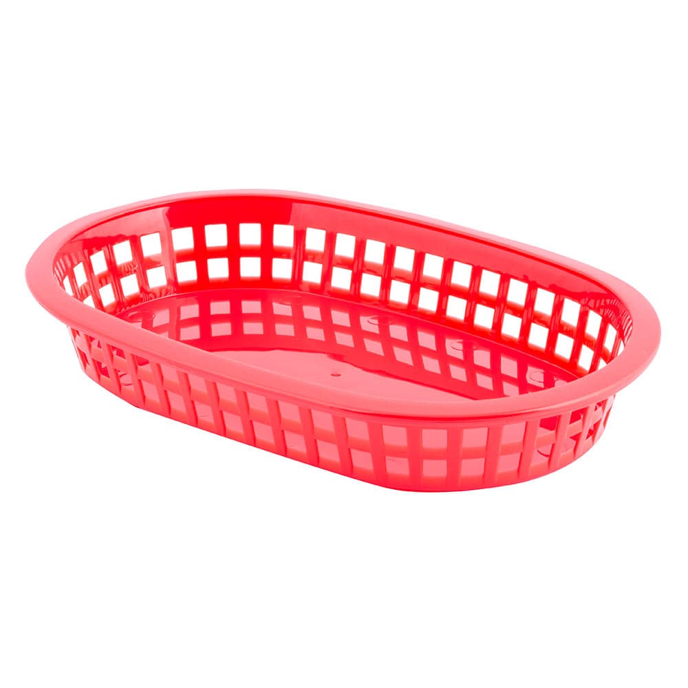 Tablecraft 1073R Platter Basket - 9 1/4" x 6 " x 1 1/2", Polypropylene, Oval, Red