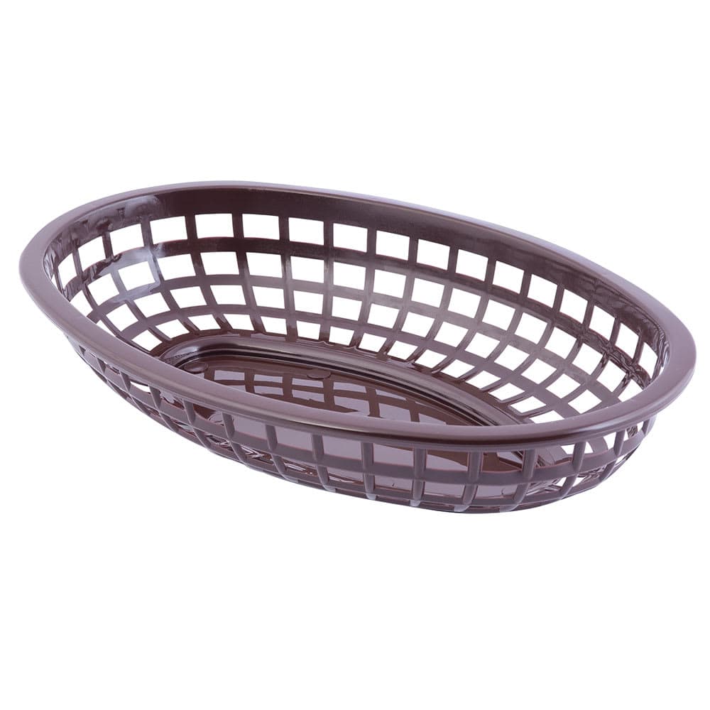 Tablecraft 1074BR Classic Basket - 9 1/4" x 6 " x 1 3/4", Polyethylene, Brown