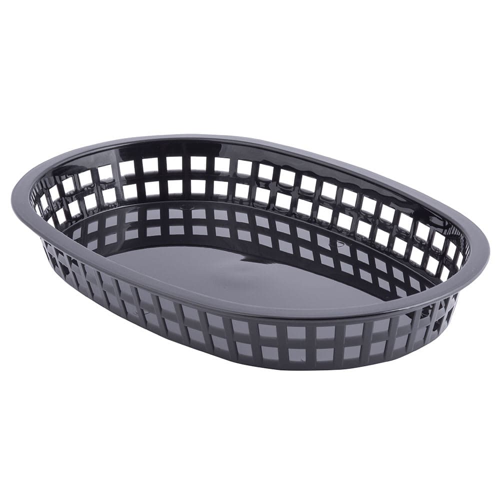 Tablecraft 1076BK Chicago Platter Basket - 10 1/2 x 7 x 1 1/2", Polypropylene, Oval, Black