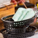 Tablecraft 1076BK Chicago Platter Basket - 10 1/2 x 7 x 1 1/2", Polypropylene, Oval, Black thumbnail 5