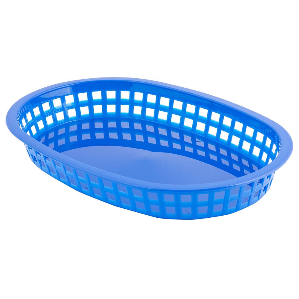 Tablecraft 1076BL Chicago Platter Basket - 10 1/2 x 7 x 1 1/2", Polypropylene, Oval, Blue