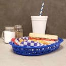 Tablecraft 1076BL Chicago Platter Basket - 10 1/2 x 7 x 1 1/2", Polypropylene, Oval, Blue thumbnail 5