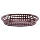 Tablecraft 1076BR Chicago Platter Basket - 10 1/2 x 7 x 1 1/2", Polypropylene, Oval, Brown thumbnail 2