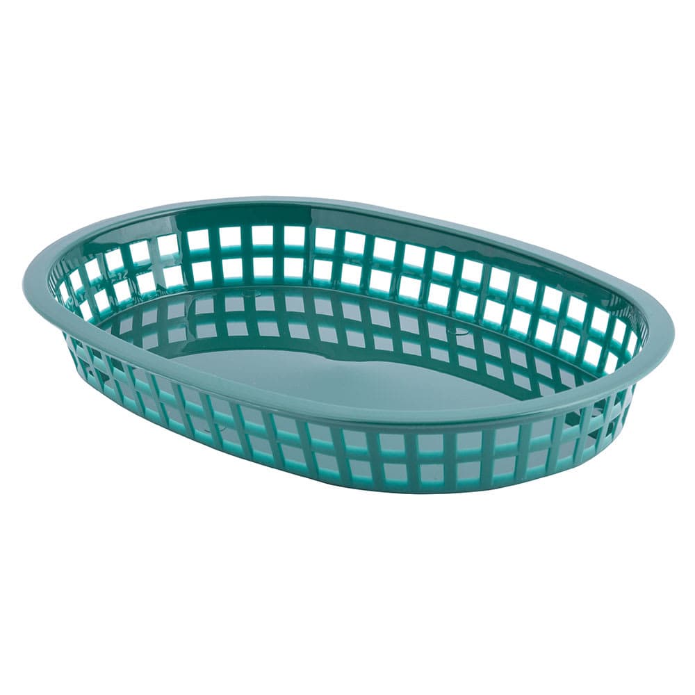 Tablecraft 1076FG Chicago Platter Basket - 10 1/2 x 7 x 1 1/2", Polypropylene, Oval, Forest Green