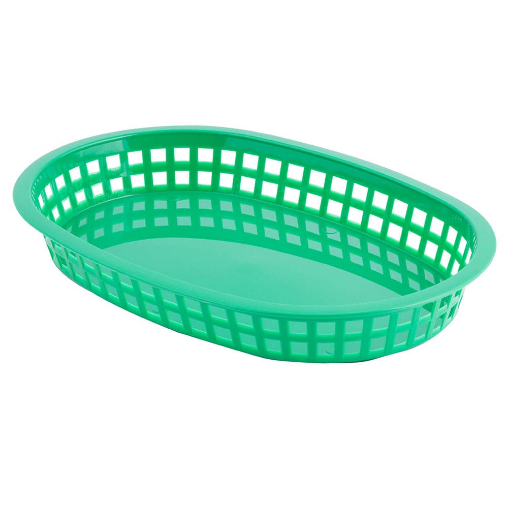 Tablecraft 1076G Chicago Platter Basket - 10 1/2 x 7 x 1 1/2", Polypropylene, Oval, Green