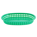 Tablecraft 1076G Chicago Platter Basket - 10 1/2 x 7 x 1 1/2", Polypropylene, Oval, Green thumbnail 2
