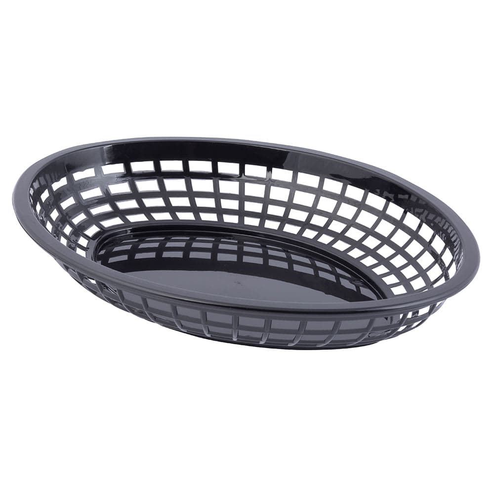Tablecraft 1084BK Jumbo Basket - 11 3/4" x 9" x 1 3/4", Polypropylene, Oval, Black