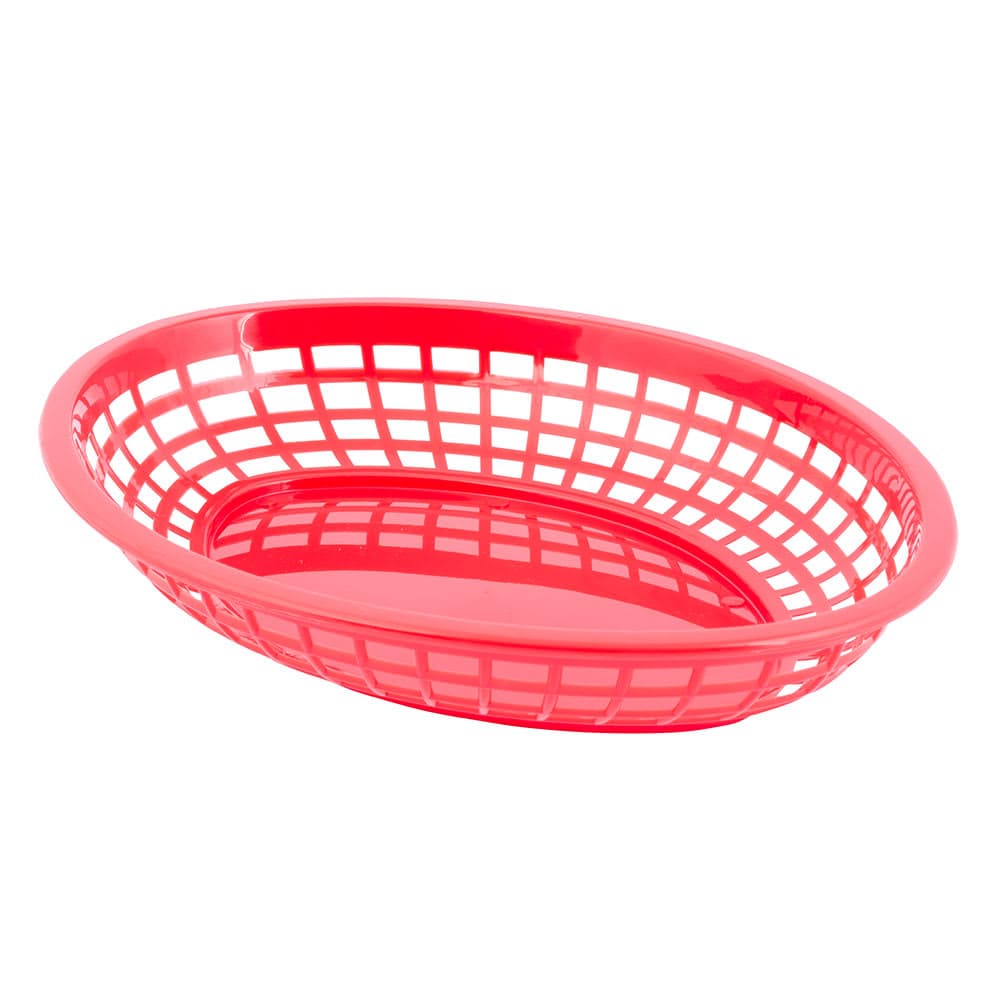 Tablecraft 1084R Jumbo Basket - 11 3/4" x 9" x 1 3/4", Polypropylene, Oval, Red