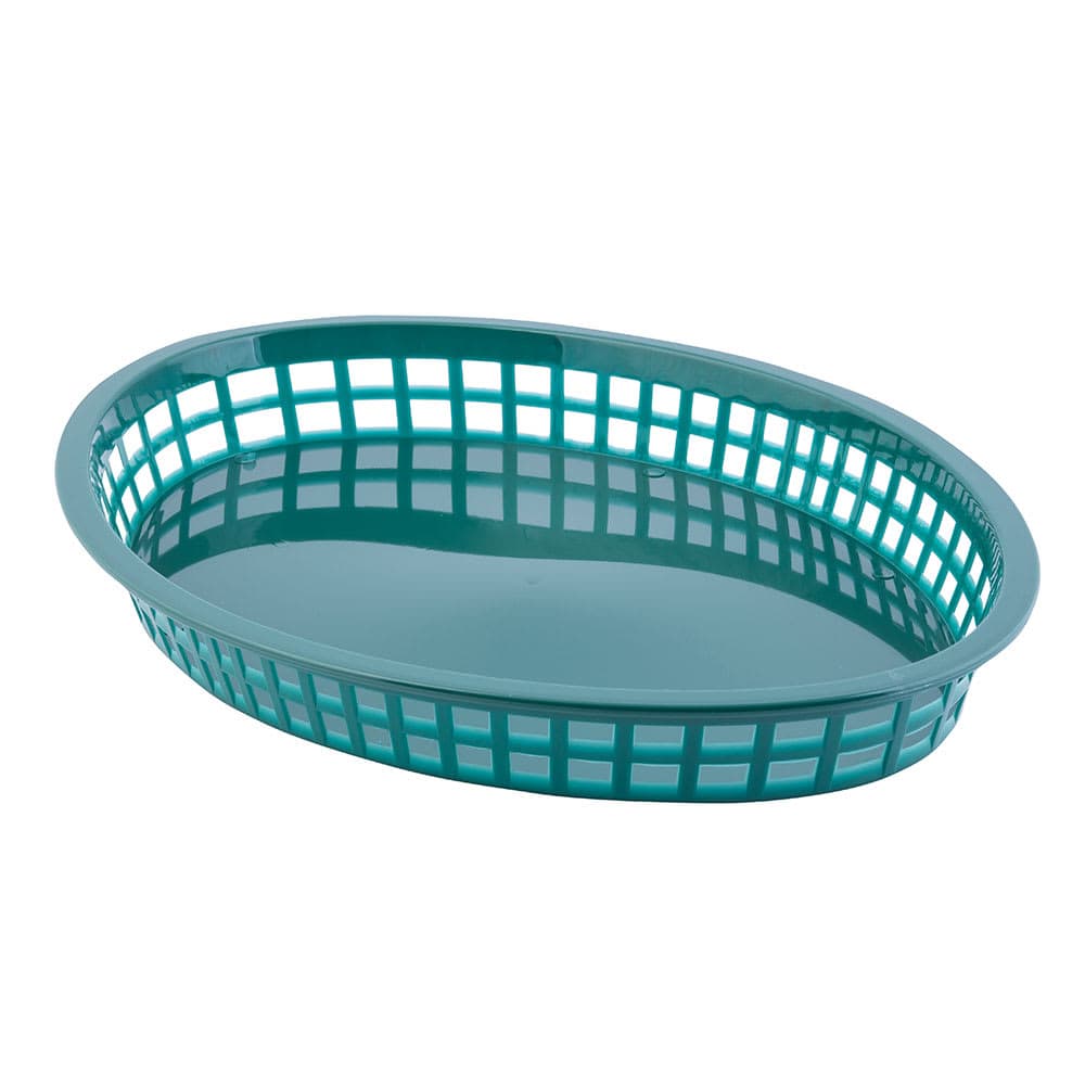 Tablecraft 1086FG Texas Platter Basket - 12 3/4 x 9 1/2 x 1 1/2",Polypropylene, Oval, Forest Green