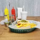 Tablecraft 1086FG Texas Platter Basket - 12 3/4 x 9 1/2 x 1 1/2",Polypropylene, Oval, Forest Green thumbnail 5