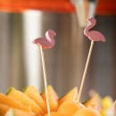 Tablecraft 11202 4 1/2" Bamboo Flamingo Pick, Pink thumbnail 8