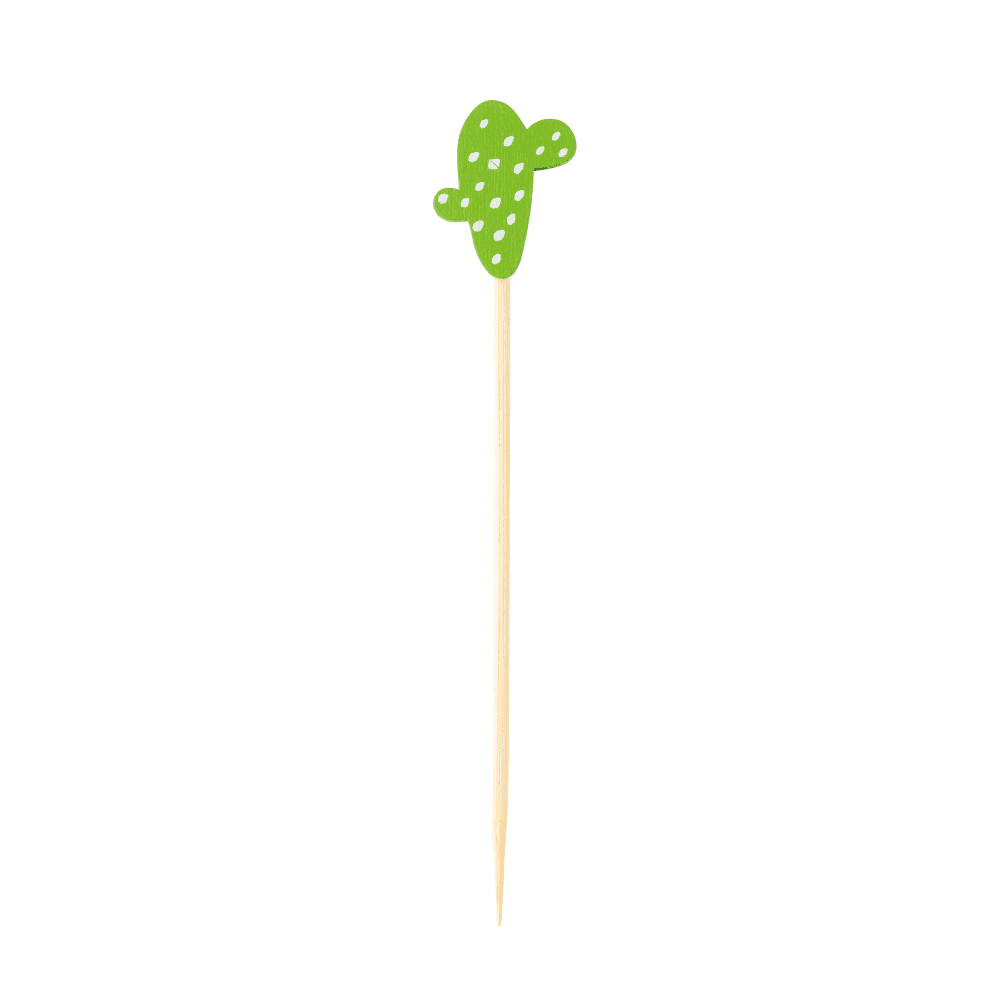 Tablecraft 11203 4 1/2" Bamboo Cactus Pick, Green