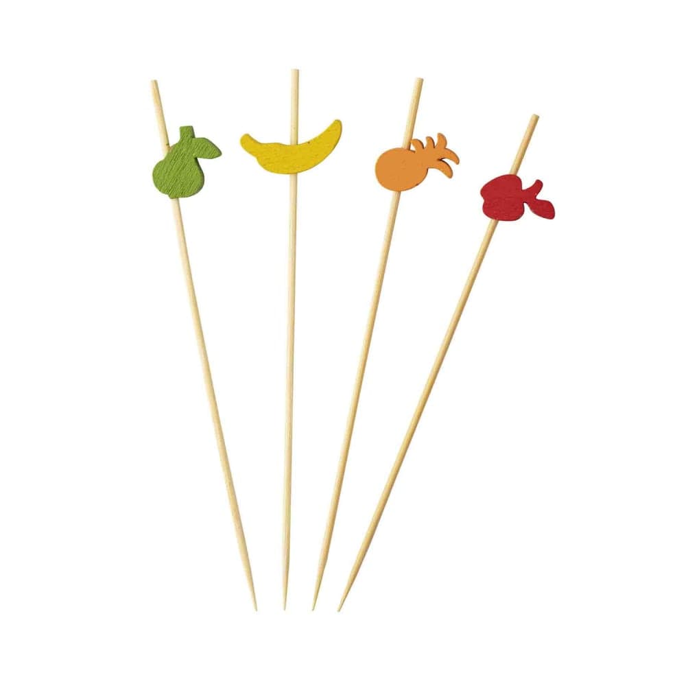 Tablecraft 11204 4 1/2" Bamboo Fruit Pick, Assorted Colors