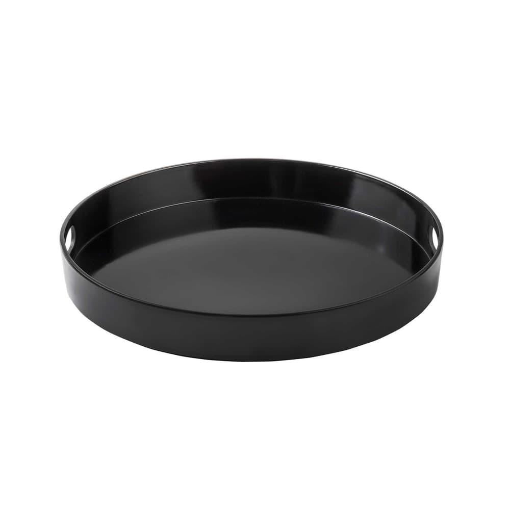 Tablecraft 11492 15" Round Serving Tray - Melamine, Black