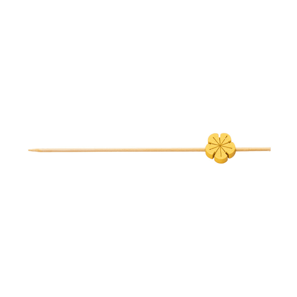 Tablecraft 11761 4 1/2" Bamboo Flowers Pick, Yellow