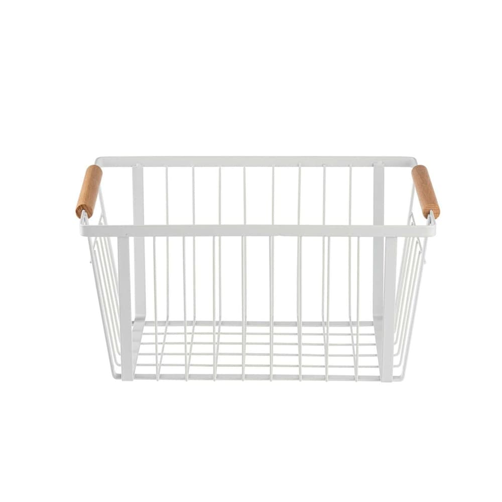 Tablecraft 11785 Rectangular Storage Basket - 12" x 8", Steel, White