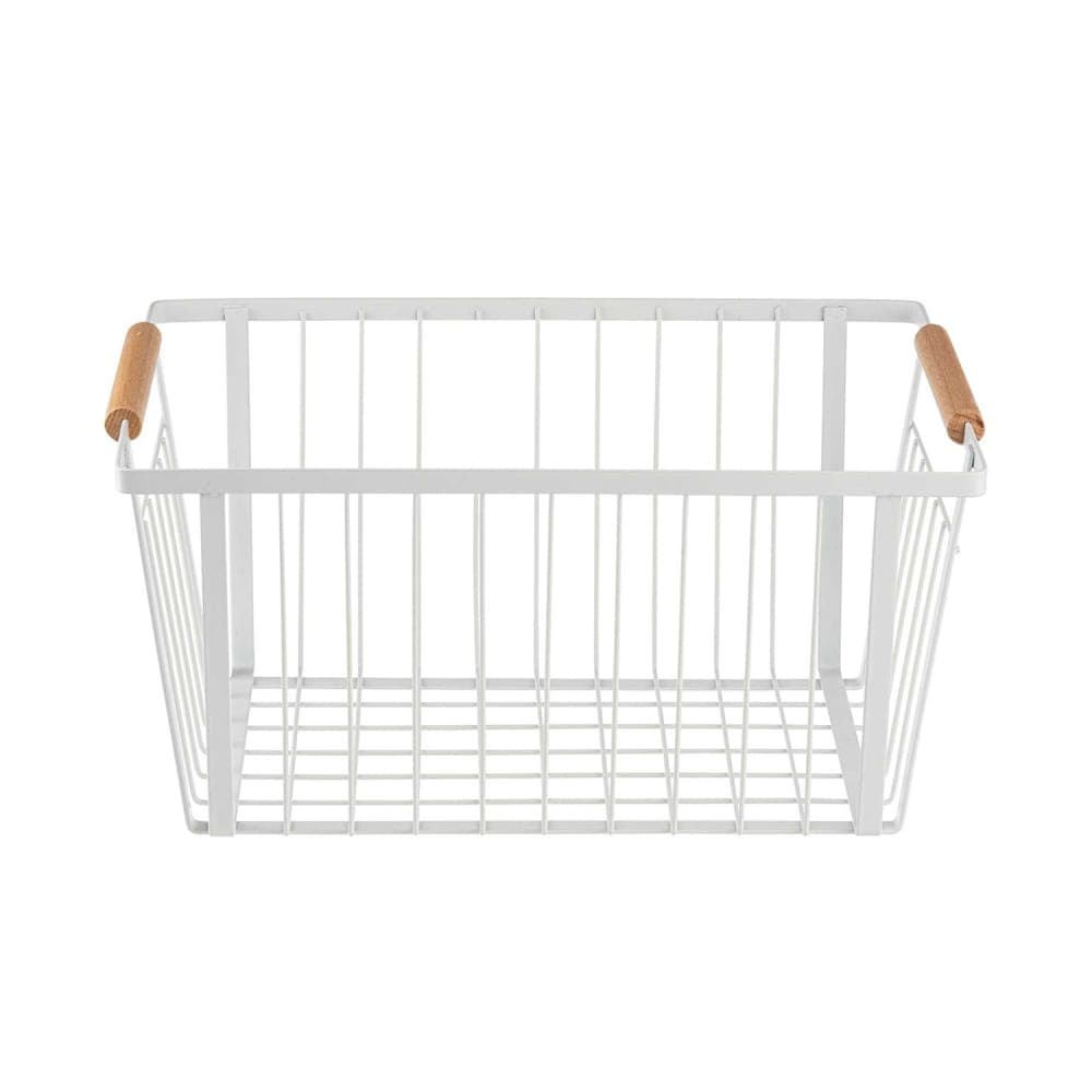 Tablecraft 11786 Rectangular Storage Basket - 13 1/2" x 9", Steel, White