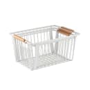 Tablecraft 11786 Rectangular Storage Basket - 13 1/2" x 9", Steel, White thumbnail 3