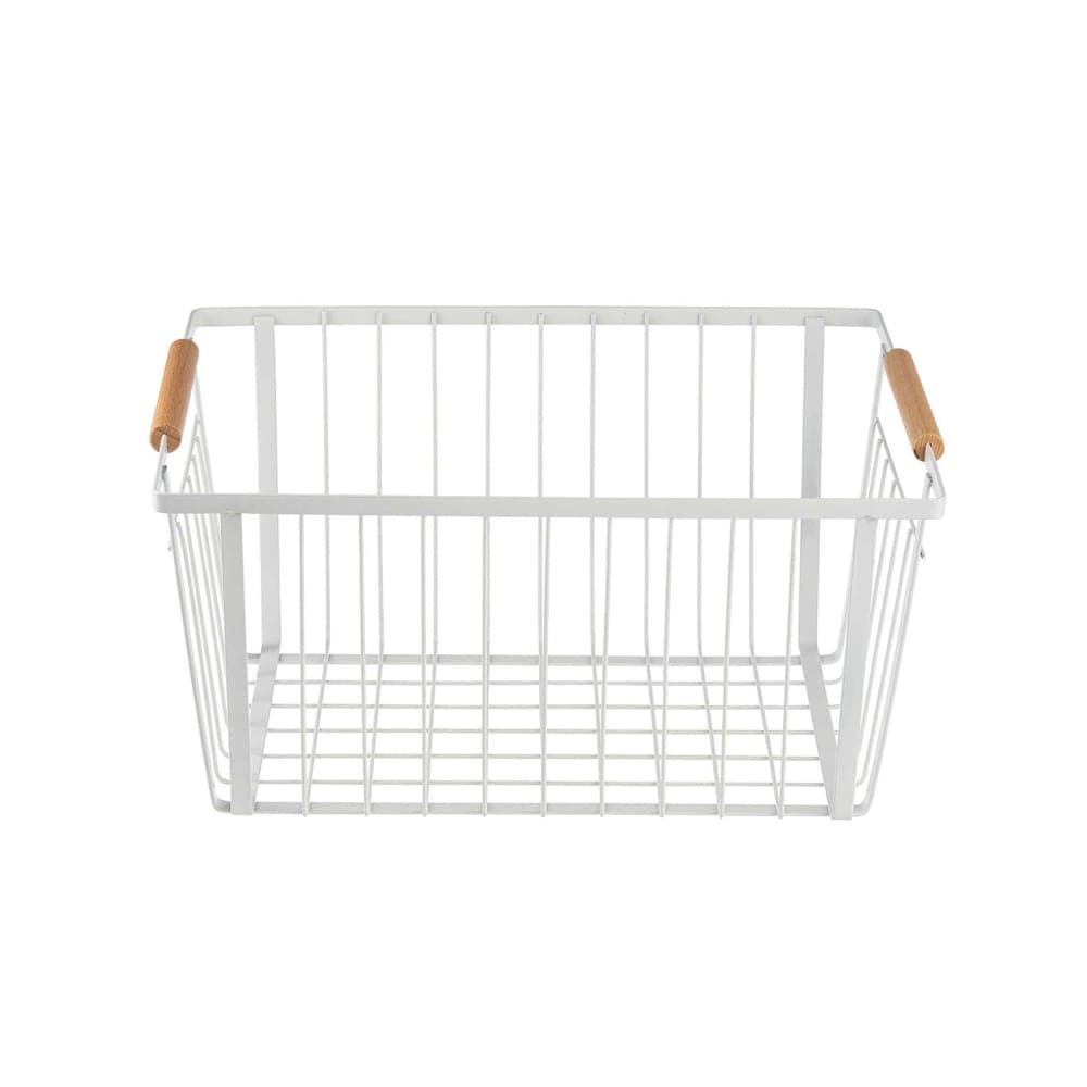 Tablecraft 11787 Rectangular Storage Basket - 14 1/2" x 10 1/4", Steel, White