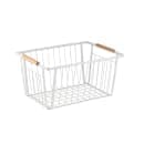 Tablecraft 11787 Rectangular Storage Basket - 14 1/2" x 10 1/4", Steel, White thumbnail 2