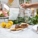 Tablecraft 11886 14 3/4" x 7 1/4" Rectangular Cake Plate - SAN Plastic, Clear thumbnail 7