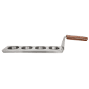 Tablecraft 20002 4 Well Spatula Style Flight Board w/ Brown Handle - 16" x 3 1/2", Stainless Steel thumbnail 4