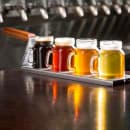 Tablecraft 20002 4 Well Spatula Style Flight Board w/ Brown Handle - 16" x 3 1/2", Stainless Steel thumbnail 8