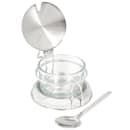 Tablecraft 357 Round 6 oz Condiment Server - Clear/Silver thumbnail 2