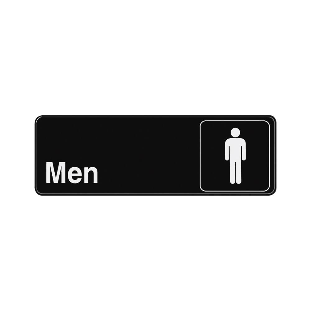 Tablecraft 394515 Men Sign w/ Symbol - 3" x 9", Black