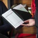 Tablecraft 52585BK Black Order Holder w/ Pen Loop, 5 1/4 x 8 1/2", Two Fold thumbnail 2