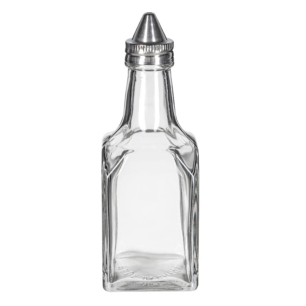 Tablecraft 600 6 oz Cruet w/ Stainless Steel Top - Glass, Clear