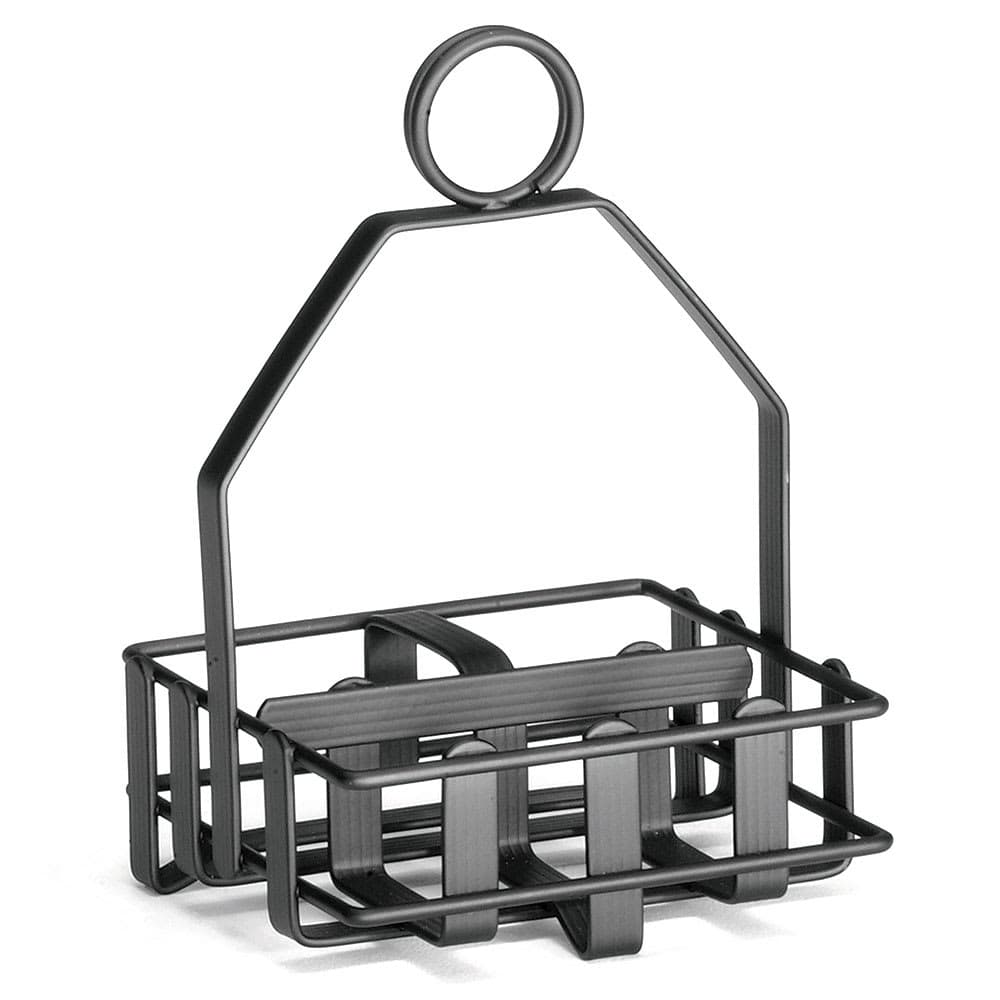Tablecraft 606RBK 2 Compartment Rectangular Condiment Caddy - Metal ,Black