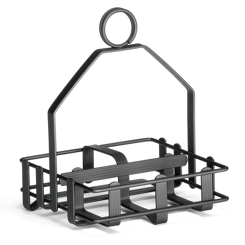 Tablecraft 609RBK 2 Compartment Rectangular Condiment Caddy - Metal ,Black