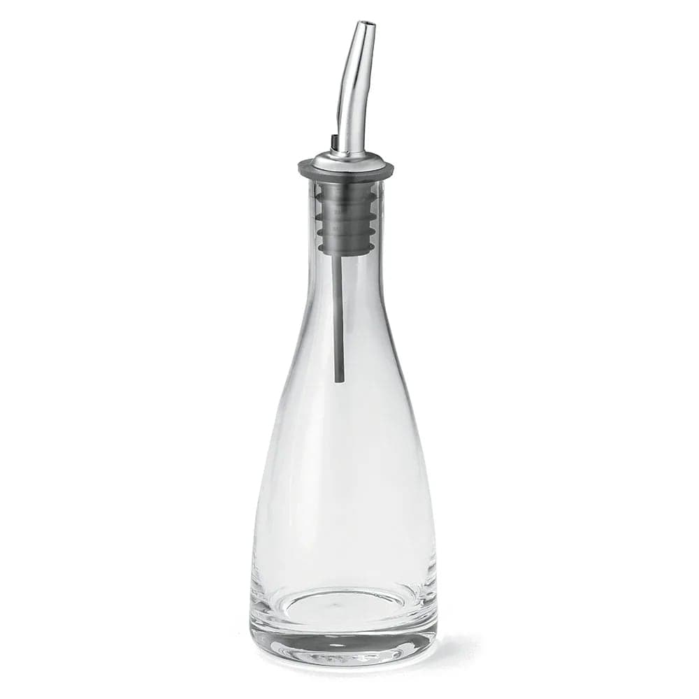 Tablecraft 611 6 oz Cruet w/ Stainless Steel Pourer - Glass, Clear