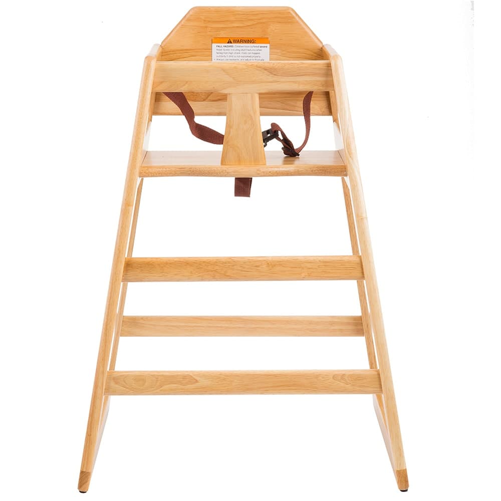 Tablecraft 6565004 29" Stackable Wood High Chair w/ Waist Strap - Rubberwood, Natural
