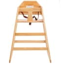 Tablecraft 6565104 29" Stackable Wood High Chair w/ Waist Strap - Rubberwood, Natural thumbnail 2