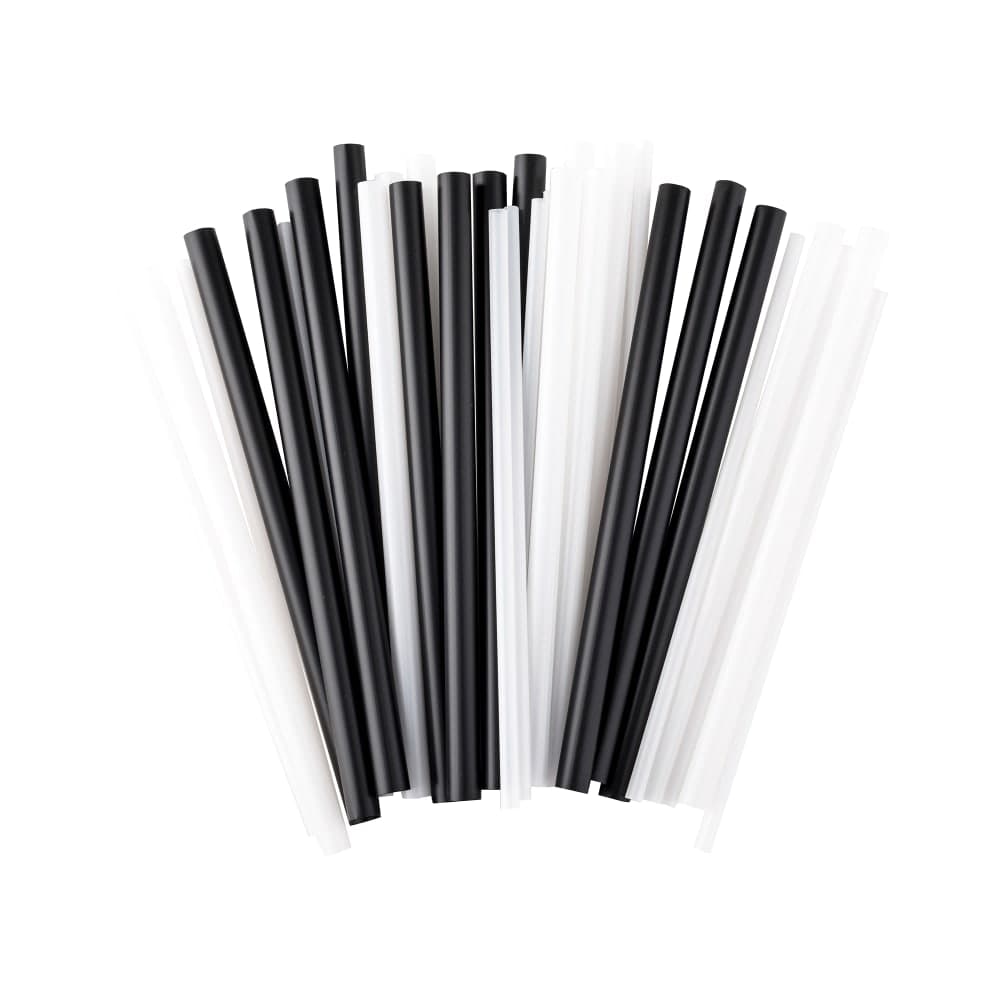Tablecraft 700107 7 3/4" Wrapped Straws - PLA, Black