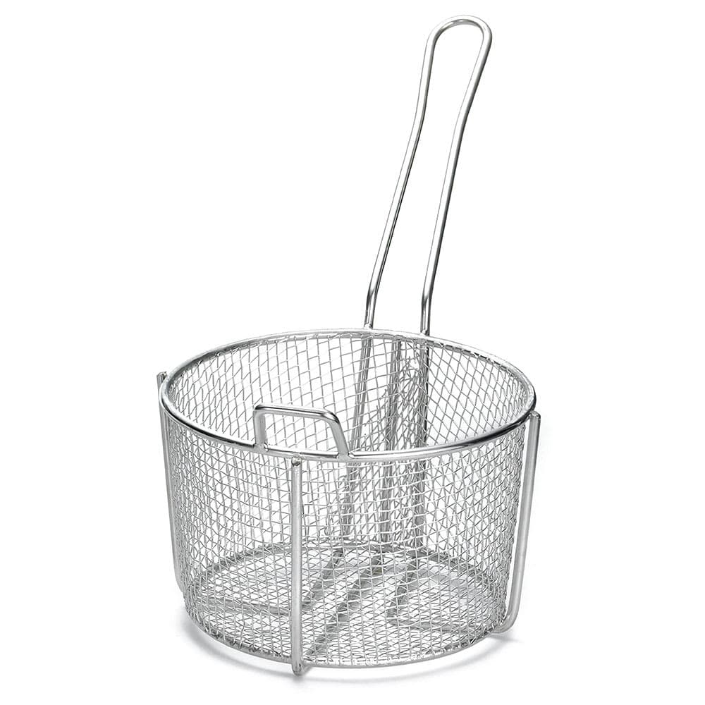 Tablecraft 987 Fryer Basket w/ Uncoated Handle & Front Hook, 8 1/4" x 8 1/4" x 5"