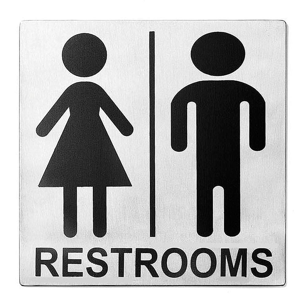 Tablecraft B12 Stainless Steel Sign, 5" x 5", Men/Women Restroom