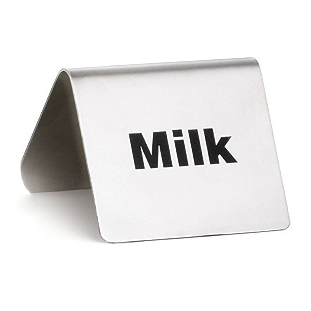 Tablecraft B5 Milk Table Tent Sign - 2" x 2 1/2", Stainless