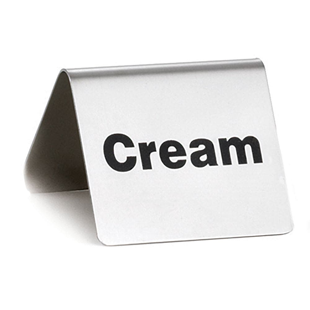 Tablecraft B6 Cream Table Tent Sign - 2" x 2 1/2", Stainless