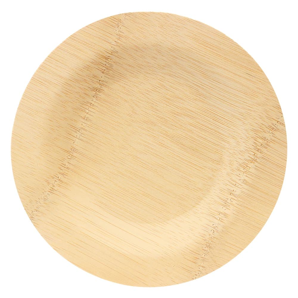 Tablecraft BAMDRP7 7" Round Bamboo Disposable Plate, Natural