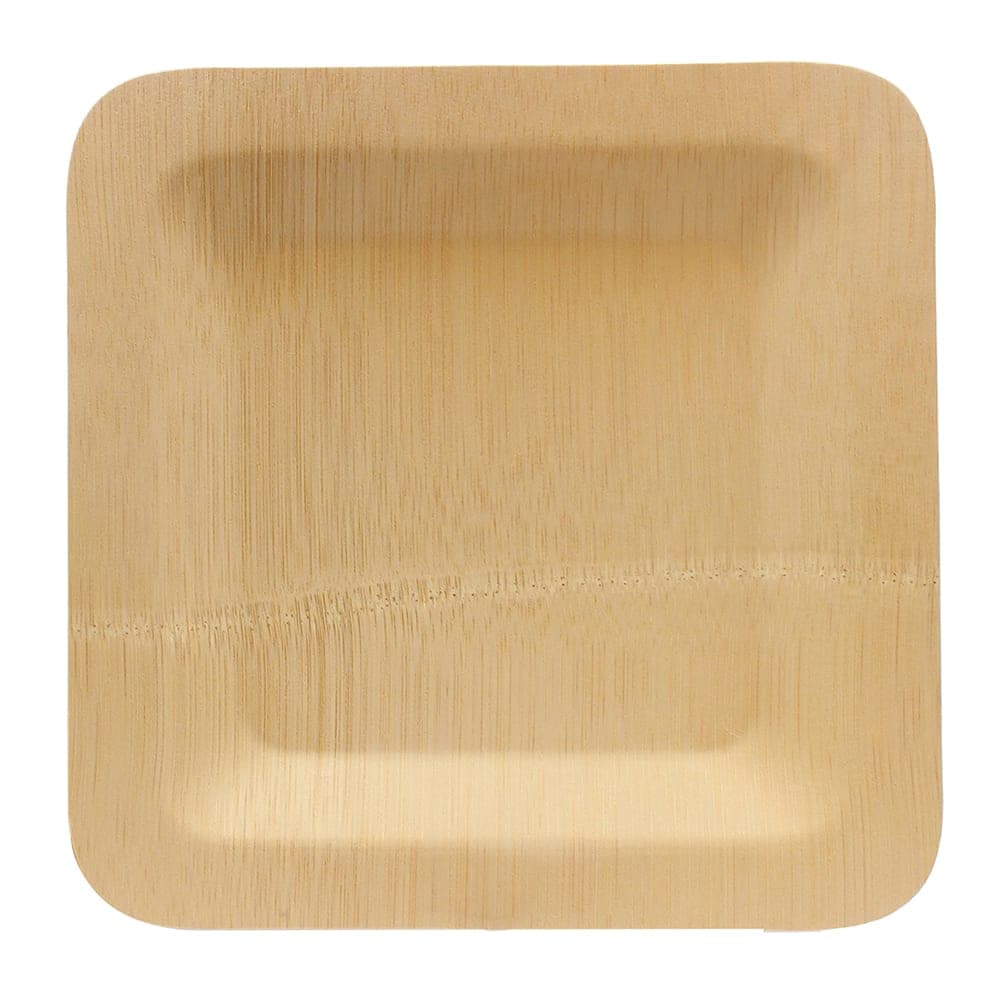 Tablecraft BAMDSP10 10" Square Bamboo Disposable Plate, Natural