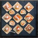 Tablecraft BAMDSP35 3 1/2" Square Bamboo Disposable Plate, Natural thumbnail 5