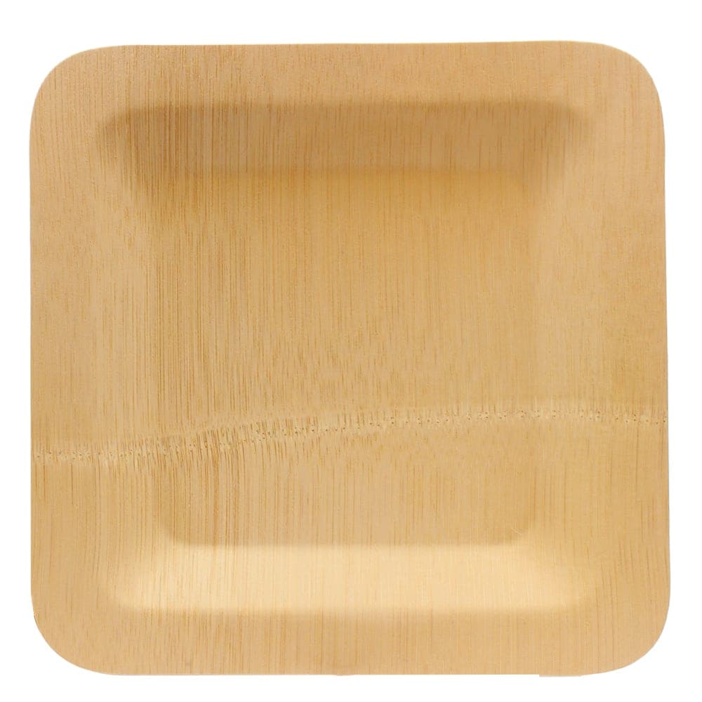 Tablecraft BAMDSP7 7" Square Bamboo Disposable Plate - Bamboo, Natural